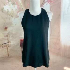 Vince Crew Neck Black Sleeveless keyhole Blouse
